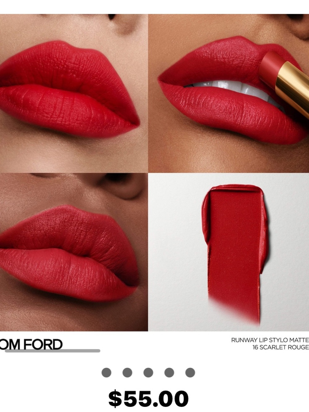 Tom Ford Scarlet Rouge 16 Runway Lip Stylo Matte Lipstick